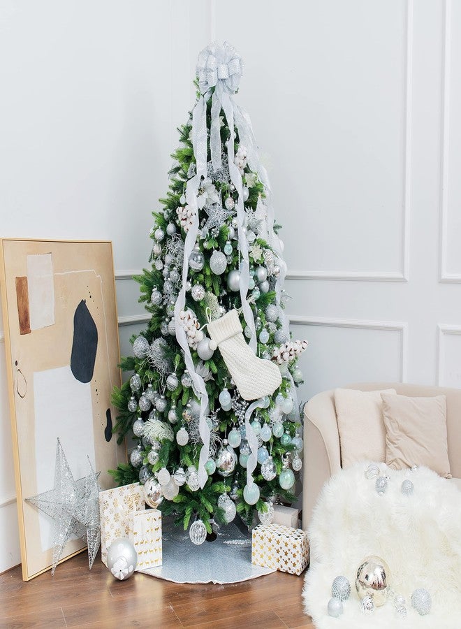 XmasExp 80mm/3inch Glitter Snowflake Ornaments Set mini Christmas Tree Hanging Plastic Decoration for Xmas Party Wedding Anniversary Window Door Home Accessories (30pcs,Silver) - Image 4